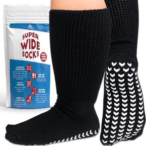 Hospital Socks for Men with Grips, Non Slip Socks for Men & Women, Diabetic Socks for Men, Extra Wide Socks for Swollen Feet