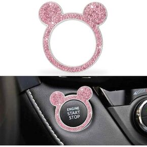 Engine Start Stop Button Decor Ring Cover, Sparkly Push to Start Button Cover Sticker, Bling Rhinestone Key Ignition Knob Ring Decorations Car Interior Decor Accessories for Women Girl (Red)