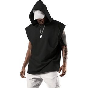 Floerns Men's Plus Size Workout Hoodie Sleeveless Tee Shirts Bodybuilding Muscle Tank Top