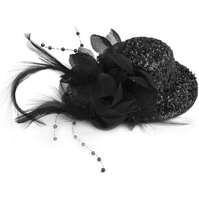 Mini Feather Fascinator Glitter Hat Clip Tea Party Cosplay Costume Decoration