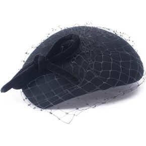 Lawliet Teardrop Luxe Black Velvet Women Wool Felt Fascinator Knot Tam Casque Hat T497