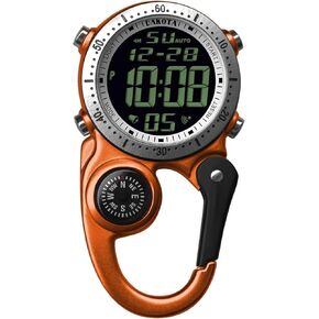 Dakota Digital Backpacker Clip Watch, Alarm, Stopwatch, Timer and Dual Time, Fob Watch, Outdoor Gifts for Men and Women, Tactical Digital Watch