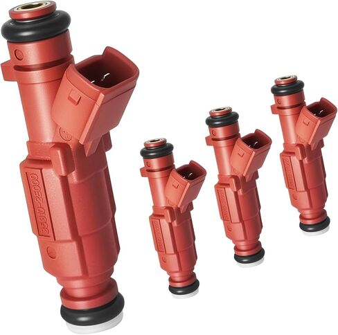 محاقن وقود 12 فتحة مطورة تناسب هيونداي: إلنترا، لكيا: فورتي/سول، L4 1.8L/2.0L 2011-2016، OEM # 35310-2E000، 1581531، FJ1182 (4 قطع) in Kuwait