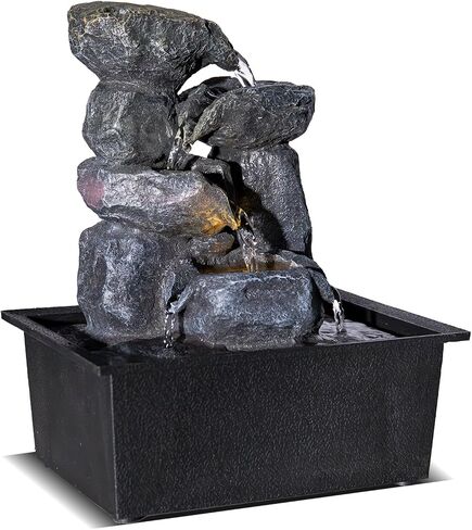 Vipush Tabletop Water Fountain, Zen Peaceful Water Meditation Decor, Desktop Fountain Home and Office Decoration,Indoor Waterfall Feature with LED Light Transform Your Space 8.3X6.1X9.8in in Saudi Arabia