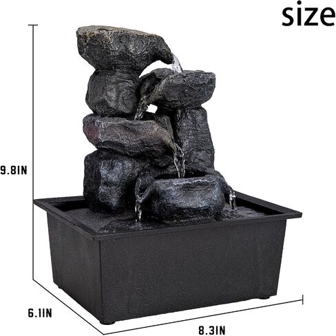 Vipush Tabletop Water Fountain, Zen Peaceful Water Meditation Decor, Desktop Fountain Home and Office Decoration,Indoor Waterfall Feature with LED Light Transform Your Space 8.3X6.1X9.8in in Saudi Arabia