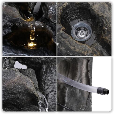 Vipush Tabletop Water Fountain, Zen Peaceful Water Meditation Decor, Desktop Fountain Home and Office Decoration,Indoor Waterfall Feature with LED Light Transform Your Space 8.3X6.1X9.8in in Saudi Arabia