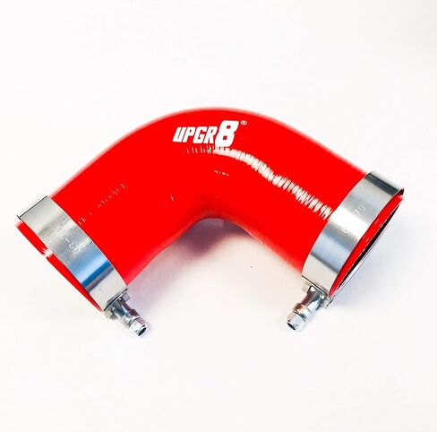 Upgr8 Universal 4-Ply High Performance 2.5 "63mm 90 درجة الكوع مقرنة سيليكون خرطوم + T Bolt Clamp (2.5" أحمر) in Kuwait