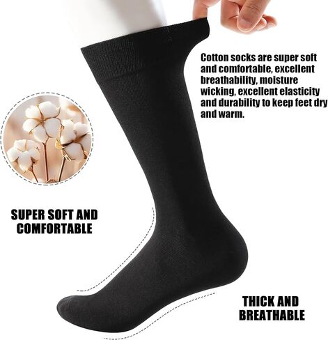 Men's Cotton Crew Socks, Super Soft and Breathable Dress Crew Thin Socks Lightweight Socks for Men 3-6 Pairs Pack Size 8-14 in Saudi Arabia