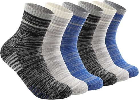 6 Pairs Men's Hiking Socks - Lightweight Cushioned Moisture Wicking Quarter Crew Socks in Saudi Arabia