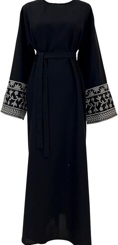 Embroidered Muslim Abaya Long Sleeve Dubai Dress Turkish Robe Zipper Maxi Dess Women Eid Clothes in Saudi Arabia