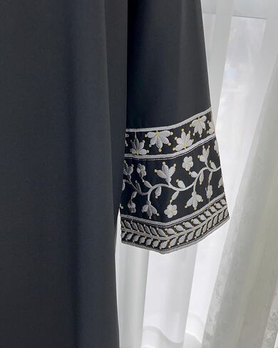 Embroidered Muslim Abaya Long Sleeve Dubai Dress Turkish Robe Zipper Maxi Dess Women Eid Clothes in Saudi Arabia
