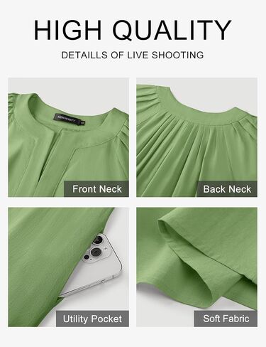 MEROKEETY Women's Summer Casual Mini Dresses Flutter Short Sleeve V Neck Shift Tunic Dress with Pockets in Saudi Arabia