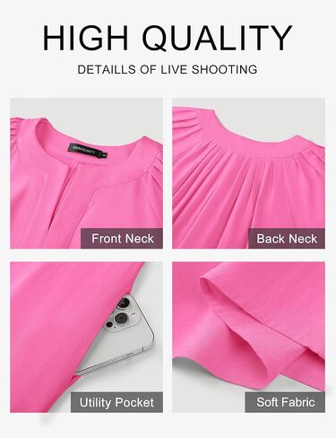 MEROKEETY Women's Summer Casual Mini Dresses Flutter Short Sleeve V Neck Shift Tunic Dress with Pockets in Saudi Arabia