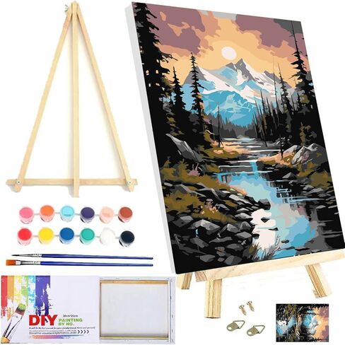 مجموعة الطلاء بالأرقام المؤطرة والحامل من CNITUR للبالغين، مجموعة الطلاء بالأرقام لطاولة المنزل للمبتدئين وهدية لديكور الحائط 7.8 × 11.8 بوصة MT2778 in Kuwait