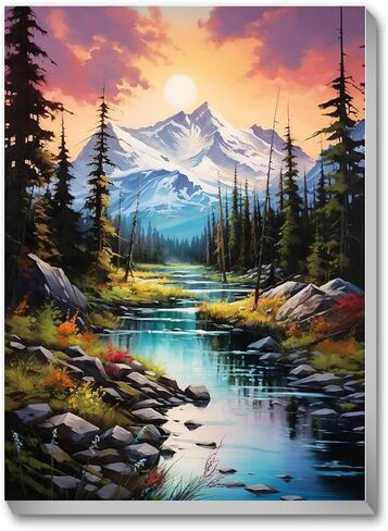 مجموعة الطلاء بالأرقام المؤطرة والحامل من CNITUR للبالغين، مجموعة الطلاء بالأرقام لطاولة المنزل للمبتدئين وهدية لديكور الحائط 7.8 × 11.8 بوصة MT2778 in Kuwait