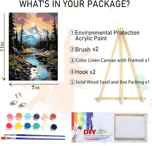 مجموعة الطلاء بالأرقام المؤطرة والحامل من CNITUR للبالغين، مجموعة الطلاء بالأرقام لطاولة المنزل للمبتدئين وهدية لديكور الحائط 7.8 × 11.8 بوصة MT2778 in Kuwait