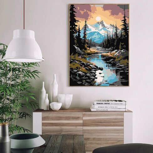 مجموعة الطلاء بالأرقام المؤطرة والحامل من CNITUR للبالغين، مجموعة الطلاء بالأرقام لطاولة المنزل للمبتدئين وهدية لديكور الحائط 7.8 × 11.8 بوصة MT2778 in Kuwait