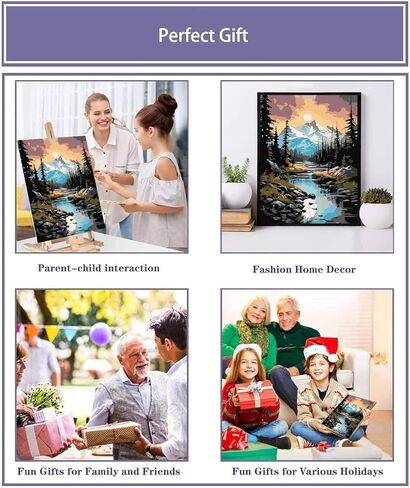 مجموعة الطلاء بالأرقام المؤطرة والحامل من CNITUR للبالغين، مجموعة الطلاء بالأرقام لطاولة المنزل للمبتدئين وهدية لديكور الحائط 7.8 × 11.8 بوصة MT2778 in Kuwait