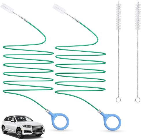 2Pcs 118In Drain Cleaning Tool with 2Pcs 7.9inch Cleaning Brush,Car Sunroof Drain Cleaning Tool,Slim Drain Brush Specially Designed for Car Sunroofs and Wiper Drain Holes in Saudi Arabia