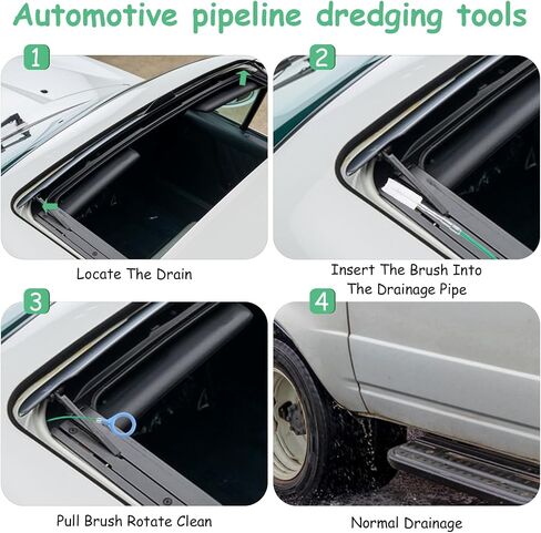2Pcs 118In Drain Cleaning Tool with 2Pcs 7.9inch Cleaning Brush,Car Sunroof Drain Cleaning Tool,Slim Drain Brush Specially Designed for Car Sunroofs and Wiper Drain Holes in Saudi Arabia