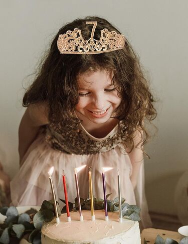 وشاح وتاج عيد الميلاد السابع للفتيات من VeryMerryMakering - وشاح لامع رائع + تاج معدني فاخر من حجر الراين الذهبي للفتيات، هدايا عيد الميلاد السابع لحفلة الأميرة in Kuwait