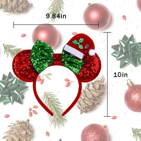 Christmas Mouse Ears Headbands for Women Girls Glitter Sequin Bows Mouse Ears Cosplay Party Decoration in Saudi Arabia