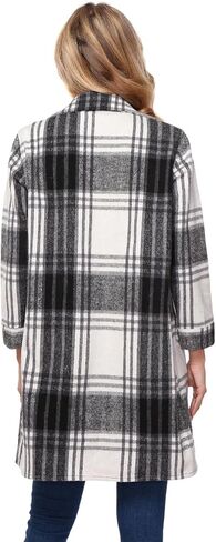 Women's Flannel Plaid Shacket Jacket Long Sleeve Button Down Shirts With Belt Tartan Trench Casual Coats Winter in Saudi Arabia