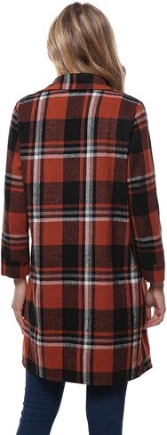 Women's Flannel Plaid Shacket Jacket Long Sleeve Button Down Shirts With Belt Tartan Trench Casual Coats Winter in Saudi Arabia