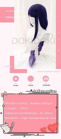 كيرا كيرا رايدن شوغون بعل شعر مستعار كوسبلاي لعبة جينشين إمباكت رايدن شوغون متدرج صبغ شعر مستعار طويل مستقيم أرجواني للشعر لحفلات الهالوين (رايدن شوغون صباغة متدرجة) in Kuwait
