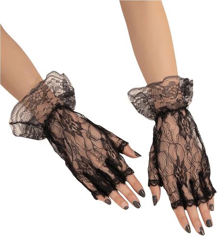 OYOANGLE Women's 1 Pair Elegant Floral Lace Fingerless Gloves Novelty Short Gloves for Evening Party in Saudi Arabia