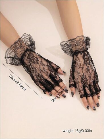 OYOANGLE Women's 1 Pair Elegant Floral Lace Fingerless Gloves Novelty Short Gloves for Evening Party in Saudi Arabia
