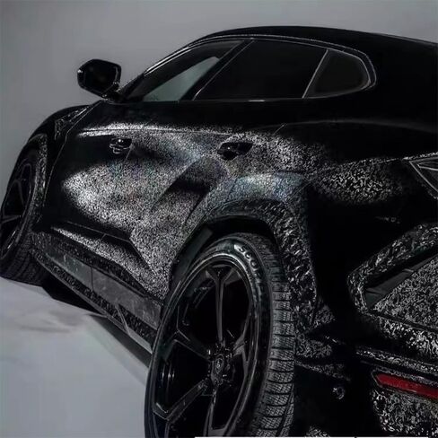 Water Ripple Car Wrap Vinyl Black Smooth Reflective Flexible PVC Material Vinyl Wrap for Cars Air Release Technology Car Wraps for Vehicles Automotive Exterior Accessories (2.46ft X 5ft) in Kuwait