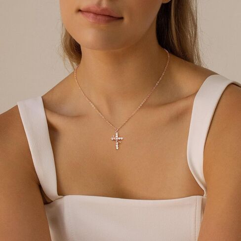 Cross Necklace for Women, Dainty 14k Gold Plated/Silver Cross Crown Cubic Zirconia Pendant Necklace for Women Trendy Non Tarnish Gold/Silver/Rose Gold Simple Necklace Fashion Jewelry for Women in Kuwait