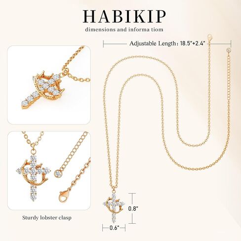 Cross Necklace for Women, Dainty 14k Gold Plated/Silver Cross Crown Cubic Zirconia Pendant Necklace for Women Trendy Non Tarnish Gold/Silver/Rose Gold Simple Necklace Fashion Jewelry for Women in Kuwait