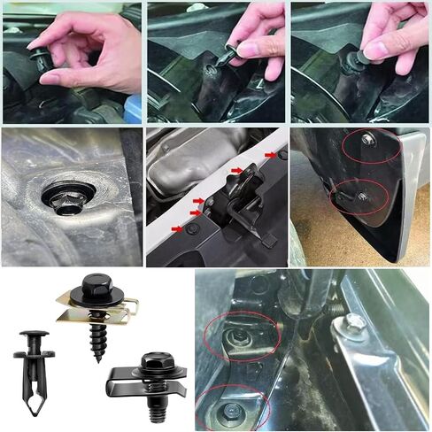 100PCS Car Screws and Bolts, Undertray Screws,Auto Body Fender Screws,Car Clips Plastic Rivet Fasteners - Universal U-Nuts Kit Engine Under Cover Splash Shield Guard Body Bolts in Saudi Arabia