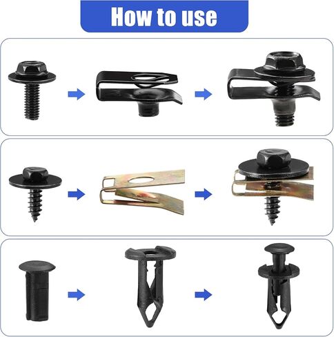 100PCS Car Screws and Bolts, Undertray Screws,Auto Body Fender Screws,Car Clips Plastic Rivet Fasteners - Universal U-Nuts Kit Engine Under Cover Splash Shield Guard Body Bolts in Saudi Arabia