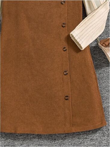 WDIRARA Girl's 2 Piece Corduroy Outfits Crew Neck Long Sleeve Sweater and Button Down Overall Dress Set in Saudi Arabia