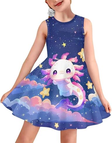 Sleeveless Dresses for Girls Kids Twirly Swing Dress for Summer A-Line Playwear Dress in Saudi Arabia