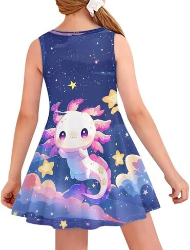 Sleeveless Dresses for Girls Kids Twirly Swing Dress for Summer A-Line Playwear Dress in Saudi Arabia