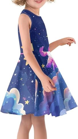 Sleeveless Dresses for Girls Kids Twirly Swing Dress for Summer A-Line Playwear Dress in Saudi Arabia