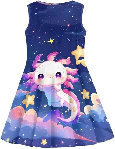 Sleeveless Dresses for Girls Kids Twirly Swing Dress for Summer A-Line Playwear Dress in Saudi Arabia