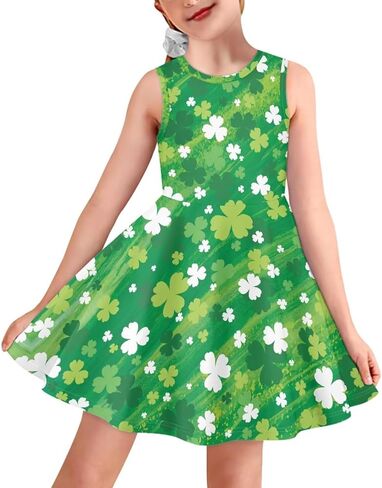 Sleeveless Dresses for Girls Kids Twirly Swing Dress for Summer A-Line Playwear Dress in Saudi Arabia