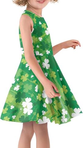Sleeveless Dresses for Girls Kids Twirly Swing Dress for Summer A-Line Playwear Dress in Saudi Arabia