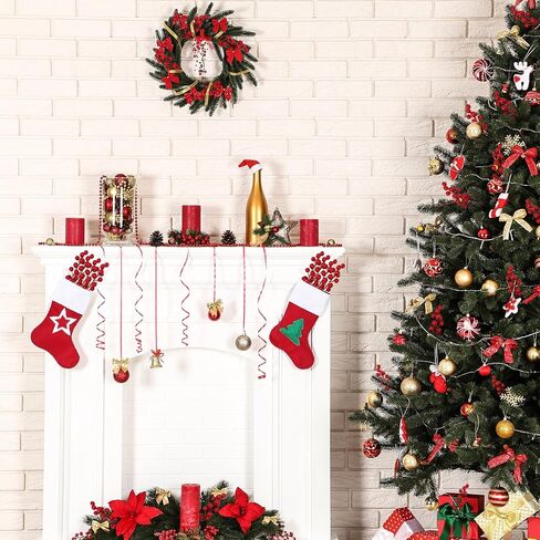 24 Pcs Artificial Red Berry Stems Christmas Holly Berries Branches Fake Red Berry Picks for Christmas Tree Decorations Crafts Wreath and Table Decor (Red) in Saudi Arabia