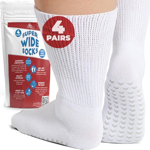 Hospital Socks for Men with Grips, Non Slip Socks for Men & Women, Diabetic Socks for Men, Extra Wide Socks for Swollen Feet in Saudi Arabia