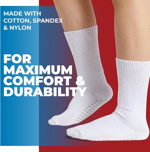 Hospital Socks for Men with Grips, Non Slip Socks for Men & Women, Diabetic Socks for Men, Extra Wide Socks for Swollen Feet in Saudi Arabia