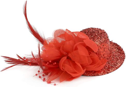 Mini Feather Fascinator Glitter Hat Clip Tea Party Cosplay Costume Decoration in Saudi Arabia