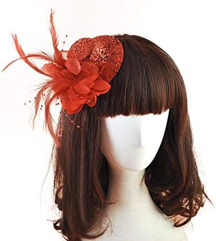 Mini Feather Fascinator Glitter Hat Clip Tea Party Cosplay Costume Decoration in Saudi Arabia