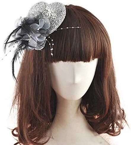 Mini Feather Fascinator Glitter Hat Clip Tea Party Cosplay Costume Decoration in Saudi Arabia