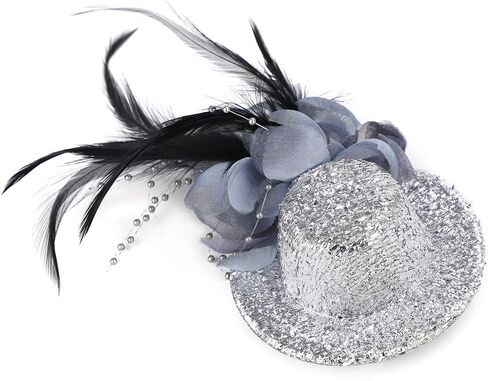 Mini Feather Fascinator Glitter Hat Clip Tea Party Cosplay Costume Decoration in Saudi Arabia